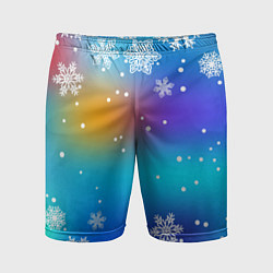 Шорты спортивные мужские Снегопад на Новый год, цвет: 3D-принт