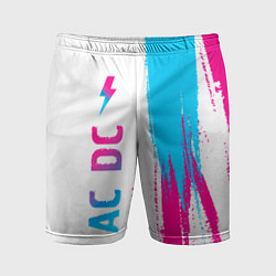 Шорты спортивные мужские AC DC neon gradient style по-вертикали, цвет: 3D-принт