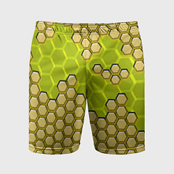 Шорты спортивные мужские Жёлтая энерго-броня из шестиугольников, цвет: 3D-принт