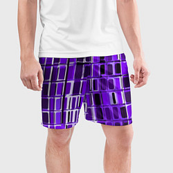 Шорты спортивные мужские Фиолетовые прямоугольники, цвет: 3D-принт — фото 2