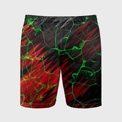 Шорты спортивные мужские Зелёные трещины узоры, цвет: 3D-принт