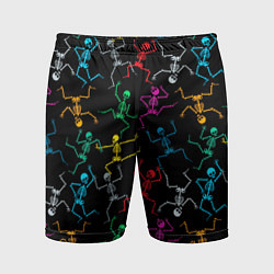 Мужские спортивные шорты Разноцветные танцующие скелетики