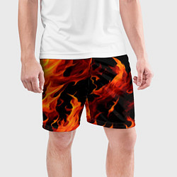 Шорты спортивные мужские Пламя в темноте, цвет: 3D-принт — фото 2