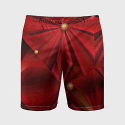 Шорты спортивные мужские Красный материал со складками, цвет: 3D-принт