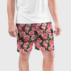 Шорты спортивные мужские Розовые розы паттерн, цвет: 3D-принт — фото 2