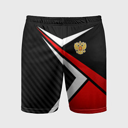 Шорты спортивные мужские Russia - black and red, цвет: 3D-принт