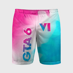 Мужские спортивные шорты GTA 6 neon gradient style вертикально