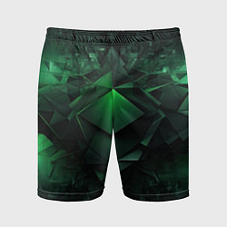 Мужские спортивные шорты Зеленая и черная абстракция геометрическая