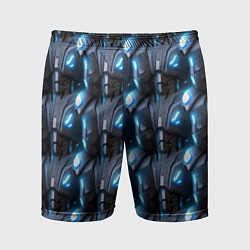 Шорты спортивные мужские Кибернетическая броня синяя, цвет: 3D-принт