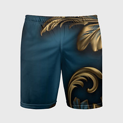 Мужские спортивные шорты Золотые узоры на синем фоне