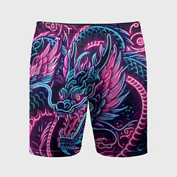 Шорты спортивные мужские Neon Japanese dragon - irezumi, цвет: 3D-принт