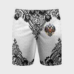 Шорты спортивные мужские Имперский узор Россия герб патриотизм, цвет: 3D-принт