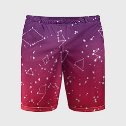 Мужские спортивные шорты Созвездия в розовом небе
