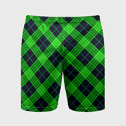 Шорты спортивные мужские Шотландка сине-зелёный, цвет: 3D-принт