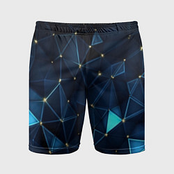 Мужские спортивные шорты Синие осколки из мелких абстрактных частиц калейдо