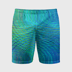 Шорты спортивные мужские Синусоидные волны из квадратиков, цвет: 3D-принт