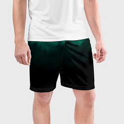 Шорты спортивные мужские Зелёный туман на чёрном, цвет: 3D-принт — фото 2