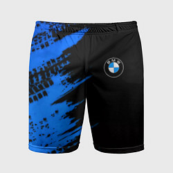 Шорты спортивные мужские BMW краски синие, цвет: 3D-принт