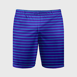 Шорты спортивные мужские Неоновые линии циан на темно синем, цвет: 3D-принт