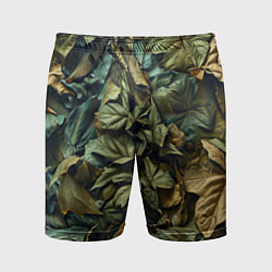 Мужские спортивные шорты Реалистичный камуфляж из листьев