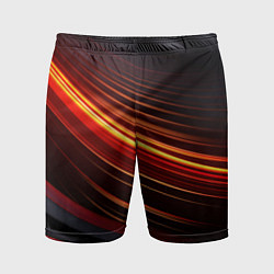 Шорты спортивные мужские Яркая оранжевая полосы на черной абстракции, цвет: 3D-принт