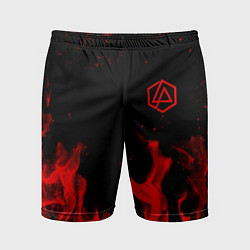 Шорты спортивные мужские Linkin Park красный огонь лого, цвет: 3D-принт