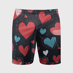 Шорты спортивные мужские Сердечный паттерн, цвет: 3D-принт