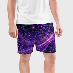 Шорты спортивные мужские Фиолетовые сверкающие абстрактные волны, цвет: 3D-принт — фото 2