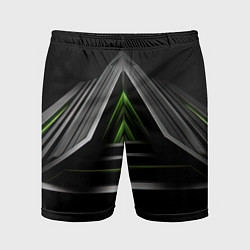 Шорты спортивные мужские Black green abstract nvidia style, цвет: 3D-принт