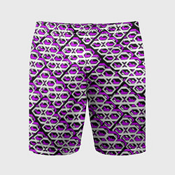 Мужские спортивные шорты Фиолетово-белый узор на чёрном фоне