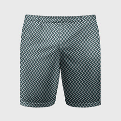 Шорты спортивные мужские Треугольные полосы бело-бирюзовый, цвет: 3D-принт