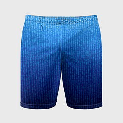 Шорты спортивные мужские Сине-голубой в вертикальную полоску, цвет: 3D-принт