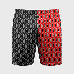 Мужские спортивные шорты Чёрно-красный паттерн с белой обводкой