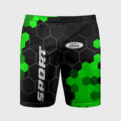 Шорты спортивные мужские Ford green sport hexagon, цвет: 3D-принт