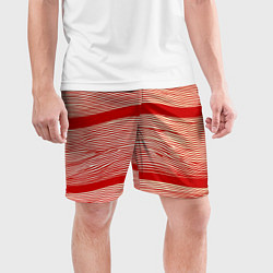 Шорты спортивные мужские В красную полосочку, цвет: 3D-принт — фото 2