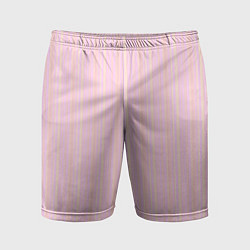 Шорты спортивные мужские Бледный розово-жёлтый полосатый, цвет: 3D-принт
