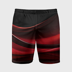 Мужские спортивные шорты Темная красная абстракция на черном фоне