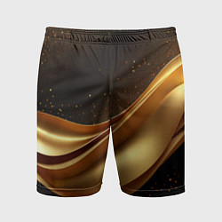 Шорты спортивные мужские Золотая стильная абстракция на черном фоне, цвет: 3D-принт