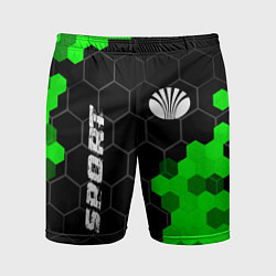 Шорты спортивные мужские Daewoo green sport hexagon, цвет: 3D-принт