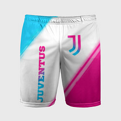 Шорты спортивные мужские Juventus neon gradient style вертикально, цвет: 3D-принт