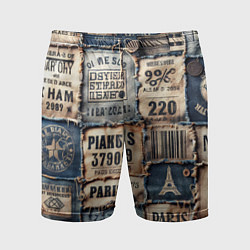 Шорты спортивные мужские Пэчворк джинсы из Парижа, цвет: 3D-принт