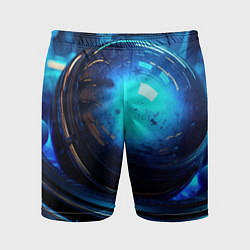 Шорты спортивные мужские Кислотная синяя яркая неоновая абстракция, цвет: 3D-принт