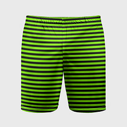Шорты спортивные мужские Кислотный зелёный в чёрную полоску, цвет: 3D-принт