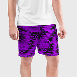 Шорты спортивные мужские Чёрные полосы на фиолетовом фоне, цвет: 3D-принт — фото 2