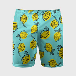 Шорты спортивные мужские Летние лимоны - паттерн, цвет: 3D-принт