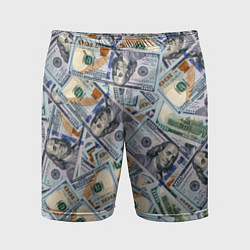Шорты спортивные мужские Банкноты сто долларов, цвет: 3D-принт