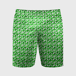 Мужские спортивные шорты Белые плюсики на зелёном фоне