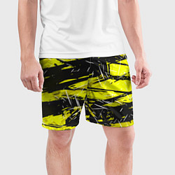 Шорты спортивные мужские Yellow geometry - спортивный узор, цвет: 3D-принт — фото 2