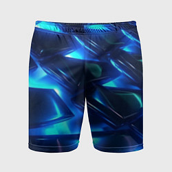 Шорты спортивные мужские Синие абстрактные неоновые плиты, цвет: 3D-принт