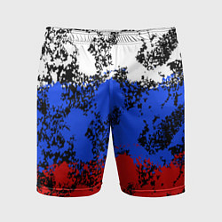 Шорты спортивные мужские Российский флаг брызги, цвет: 3D-принт